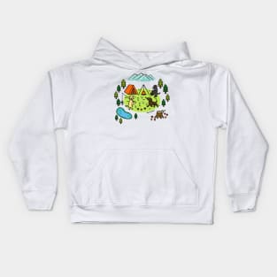 Happy Labrador Camping Kids Hoodie